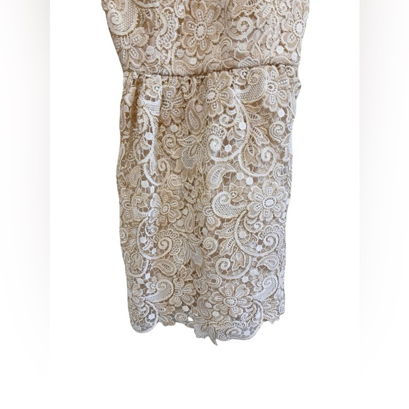 Club Monaco - Doina Cream and Gold Lace Eyelet Mini Dress - Picture 5 of 11